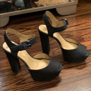 Michael Kors Denim Platform Peeptoe Shoe